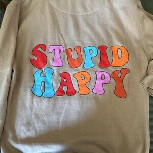 Tan multi coloured oversized crewneck